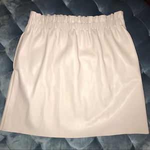ZARA faux Leather Elastic waist Pale Pink Skirt